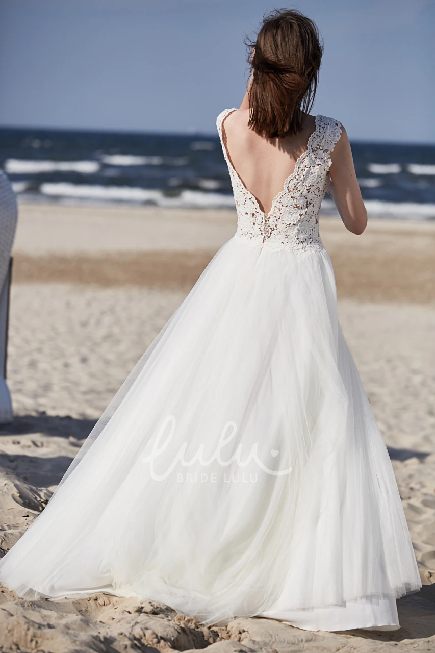 Floor-length Romantic Bridal Gown with Lace and Tulle