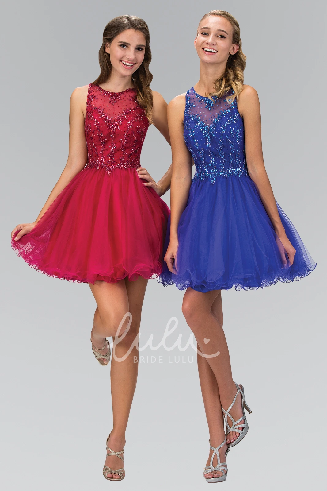 Ruffled A-Line Tulle Bridesmaid Dress with Scoop Neckline