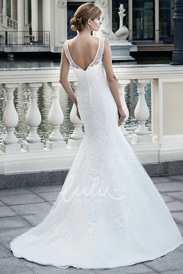 Sleeveless Sheath Lace Wedding Dress with Maxi Length