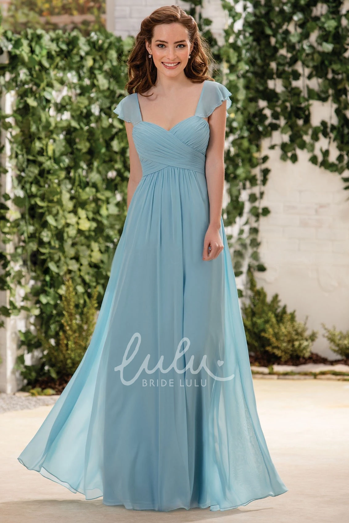 A-Line Bridesmaid Dress with Crisscross Ruching and Square Back Modern Bridesmaid Dress