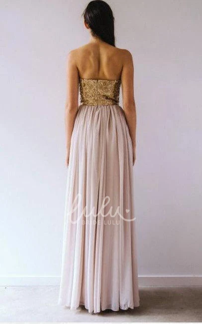 Long Chiffon V-Neck Dress Sleeveless Pleated Elegant Bridesmaid