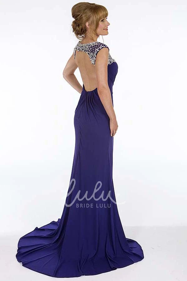 Cap-Sleeve Ruched Chiffon Prom Dress With Beading Elegant Chiffon Prom Dress with Cap-Sleeves and Beading