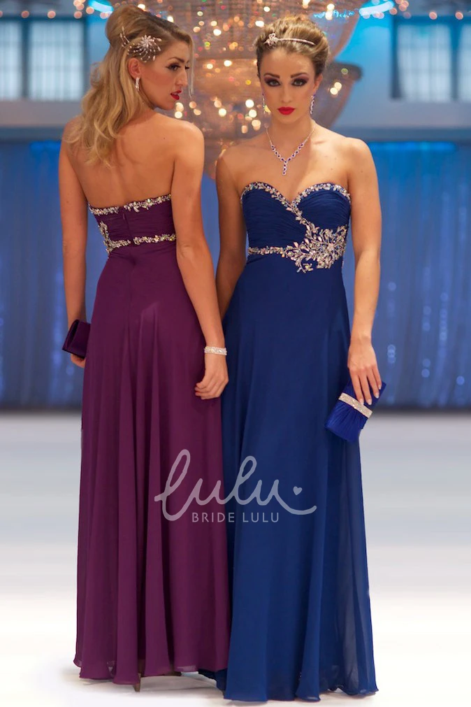 Sweetheart Chiffon Prom Dress with Beading Flowy Floor-Length Dress for Prom