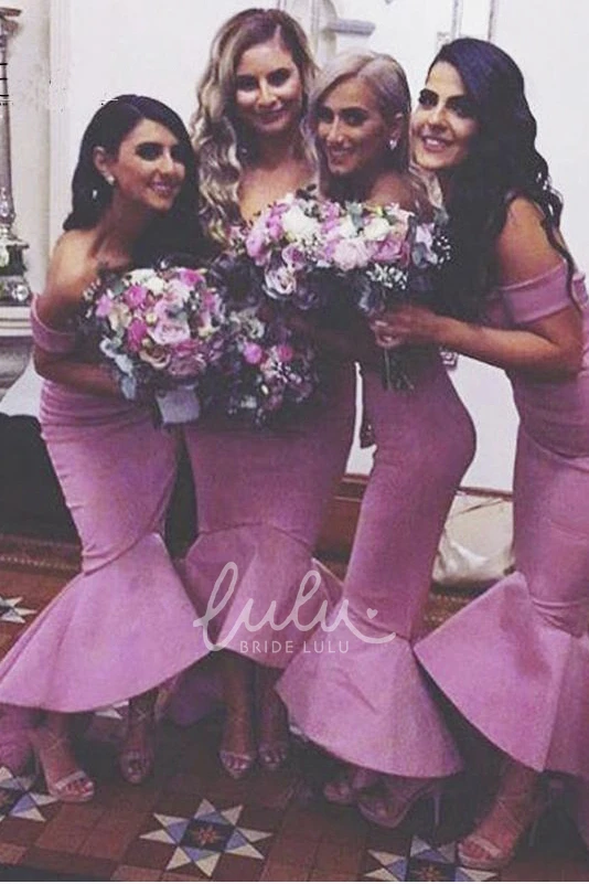 Trumpet Satin Dress with Off-shoulder Ruffles Elegant Bridesmaid Dress 2025