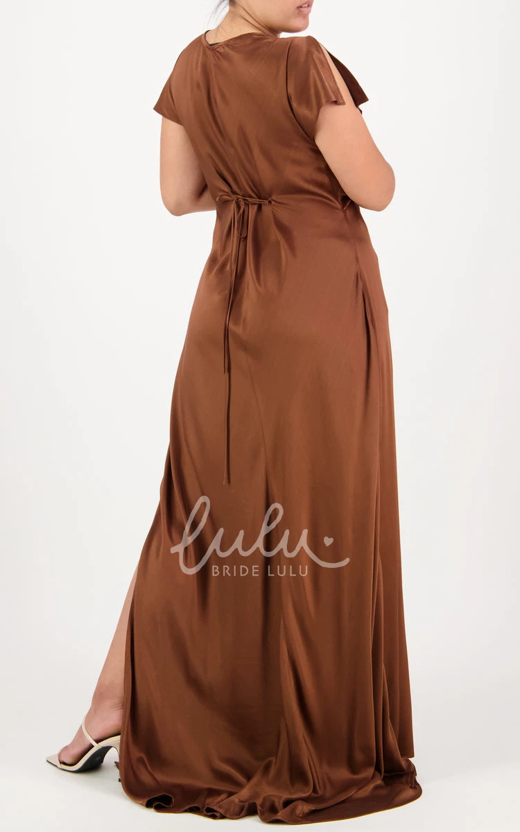Beach Charmeuse A-line Bridesmaid Dress with Split Front Elegant & Boho