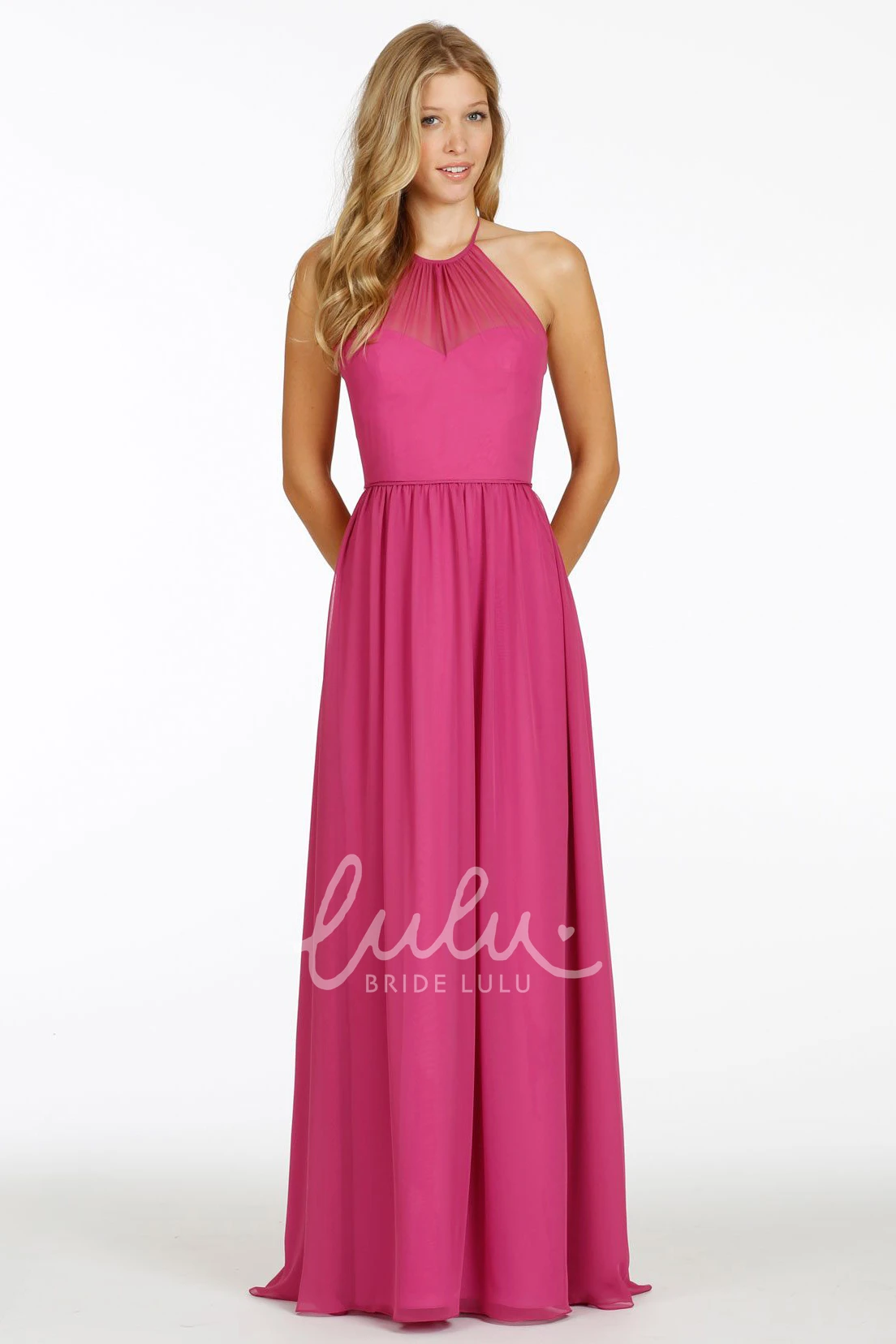 Sleeveless Maxi Chiffon Bridesmaid Dress with Straps Flowy Chiffon Bridesmaid Dress Women