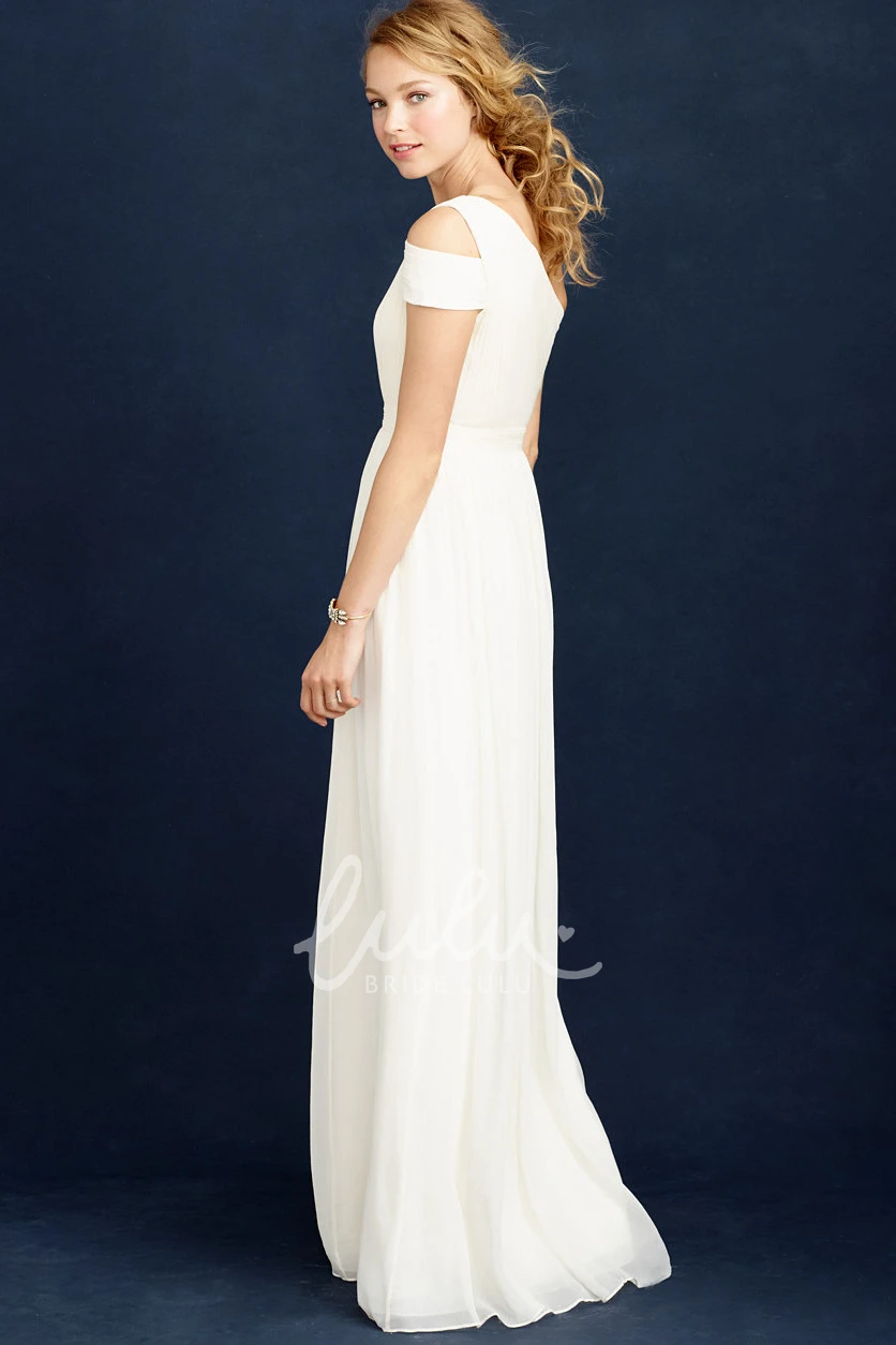 Chiffon One-Shoulder Ruched Wedding Dress Elegant & Flowy