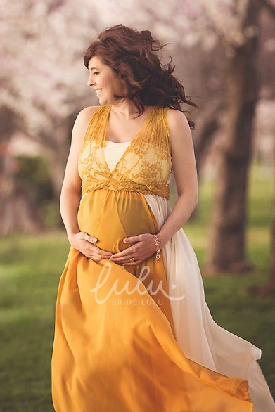 A-Line Maternity Bridesmaid Dress with Court Train and Sleeveless Design