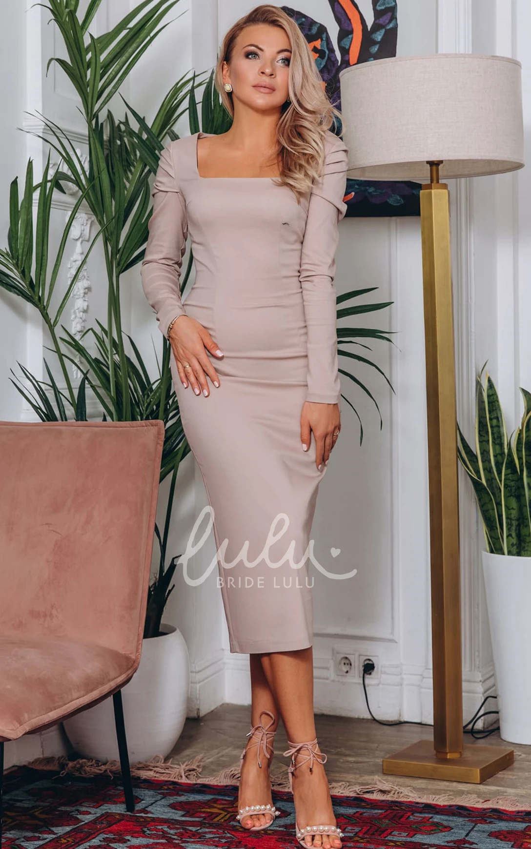 Sheath Satin Square Cocktail Dress Modern Party Dress