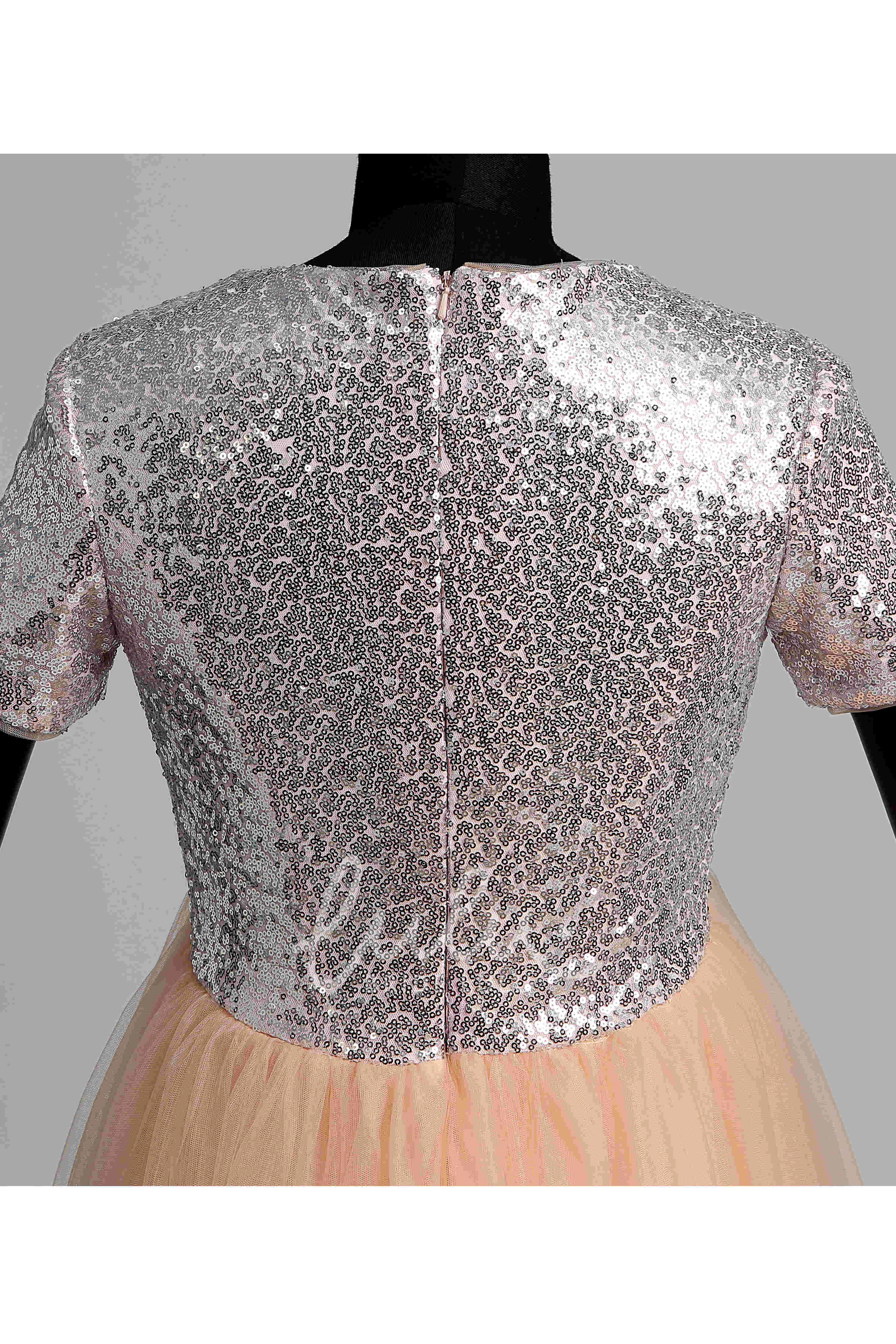 Ruffled Tulle A-line Bridesmaid Dress with Brush Train