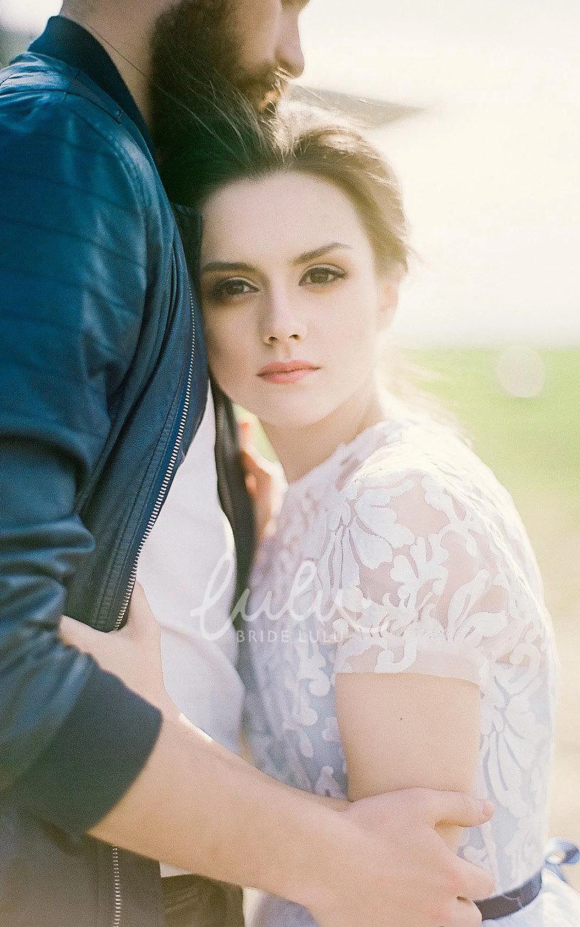 Tulle Lace Satin Dress Mini Button Elegant