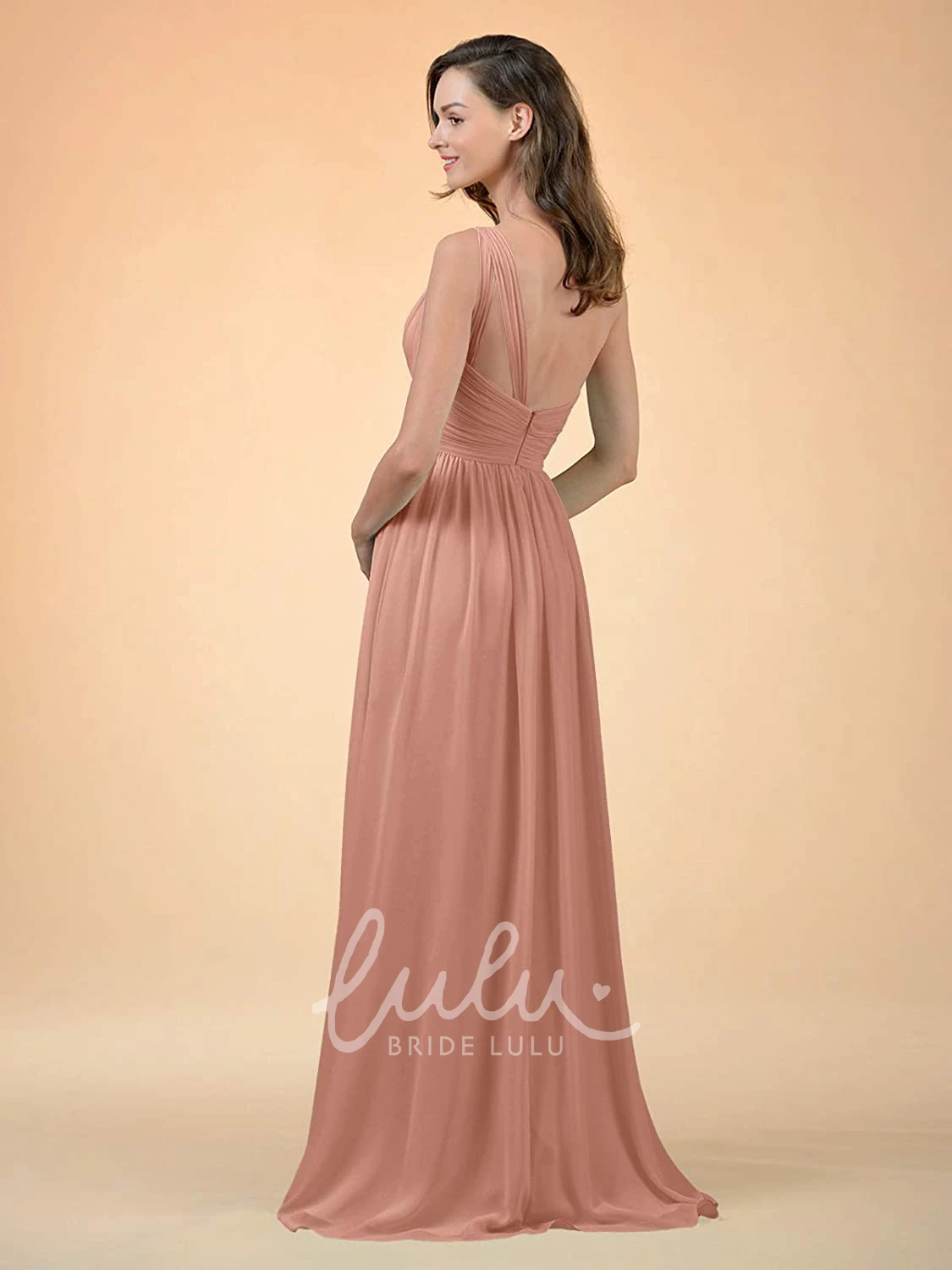 One-shoulder Sleeveless Chiffon A-line Bridesmaid Dress with Ruching Elegant