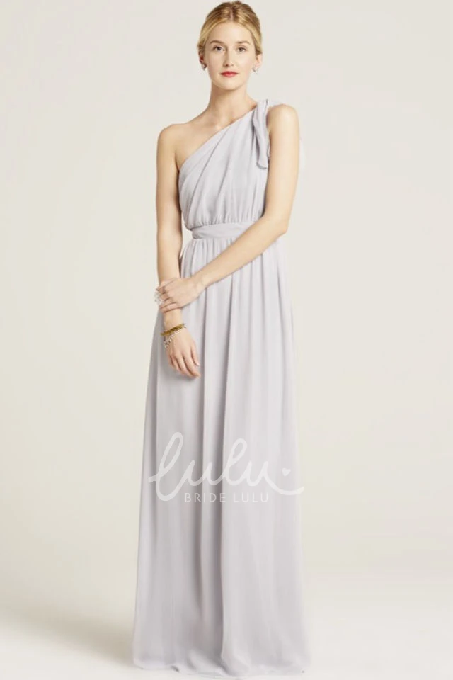 One-Shoulder Ruched Chiffon Bridesmaid Dress Sleeveless