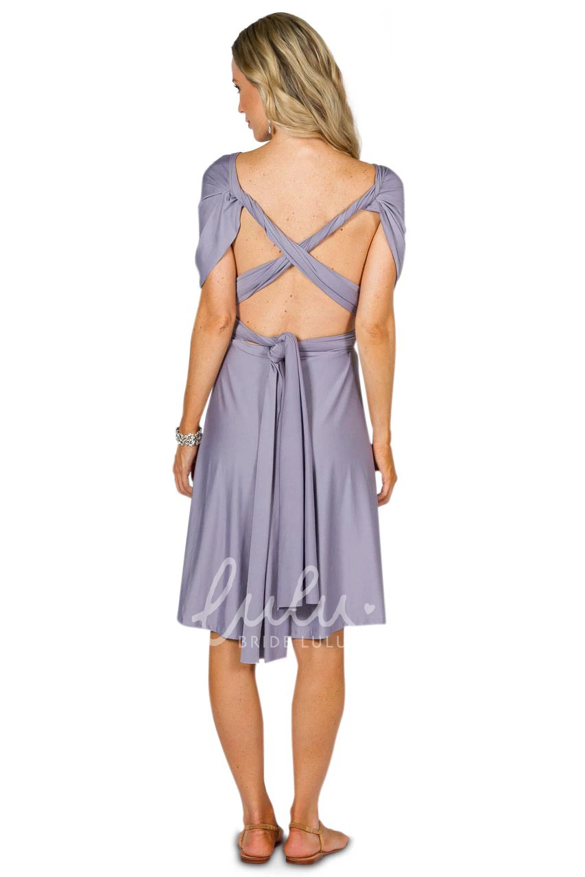 Knee-Length Sleeveless Chiffon Bridesmaid Dress with Criss-Cross Straps Unique Bridesmaid Dress