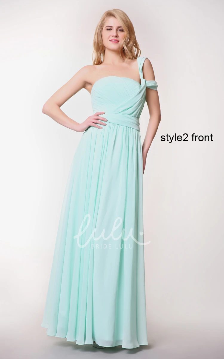 Long Chiffon Dress with Ruching Sleeveless Prom Dress Convertible