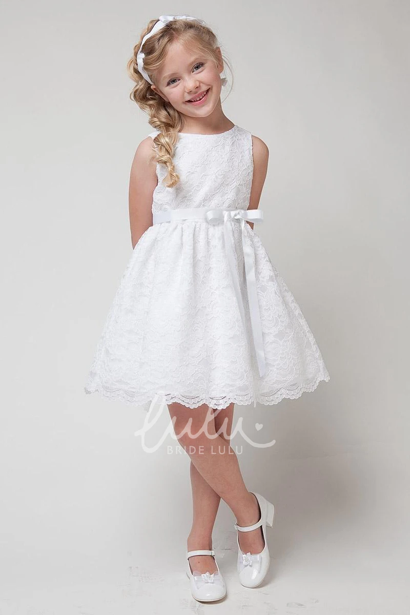 Tiered Lace Flower Girl Dress Knee-Length