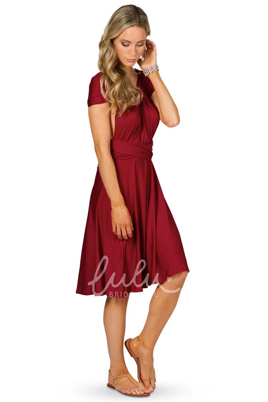 Knee-Length Sleeveless Chiffon Bridesmaid Dress with Criss-Cross Straps Unique Bridesmaid Dress