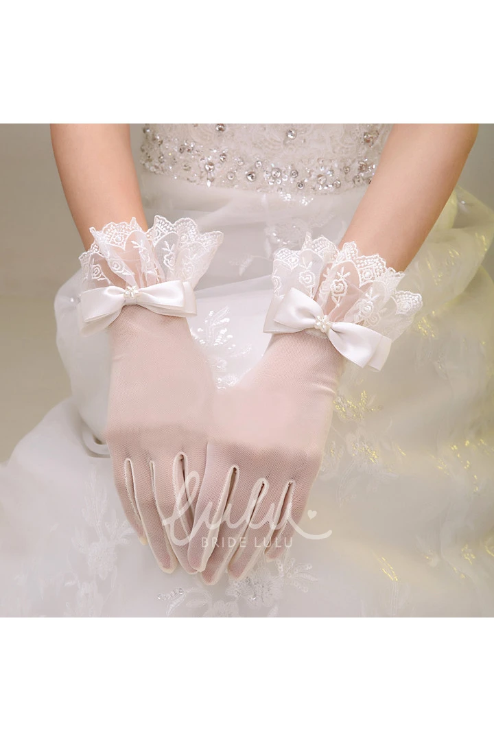 Elastic Bow Lace Short Gloves Prom Dress Accessory