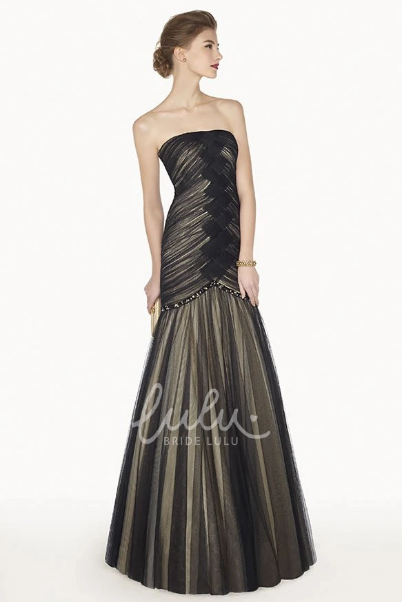 Criss Cross Bodice Trumpet Tulle Long Prom Dress