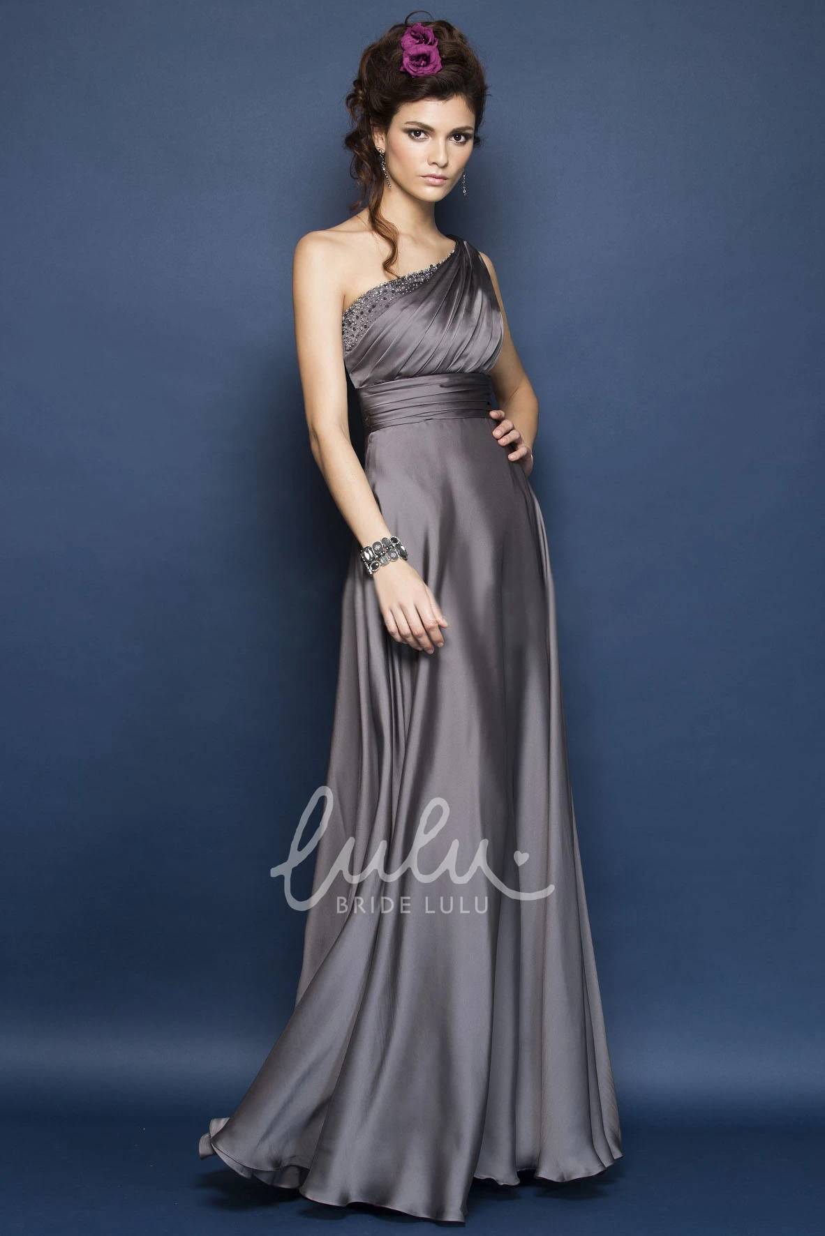 One-Shoulder Beaded Taffeta Bridesmaid Dress Elegant Bridesmaid Dress