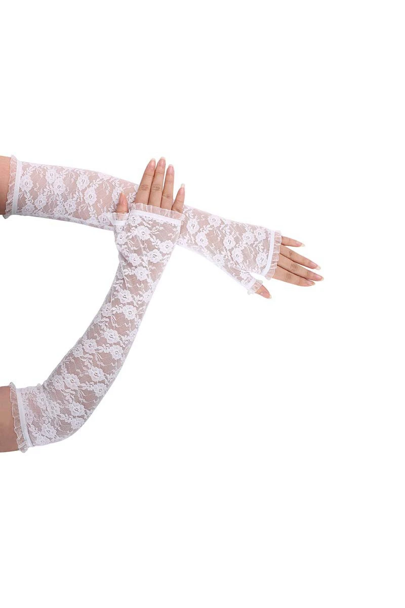 Classy White Bow Long Gloves Wedding Dress Accessory