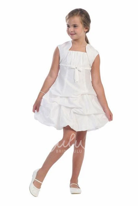 Beaded Lace Flower Girl Dress with Tiers Knee-Length