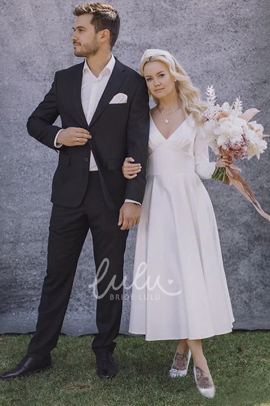 Elegant Satin Wedding Dress with Long Sleeves