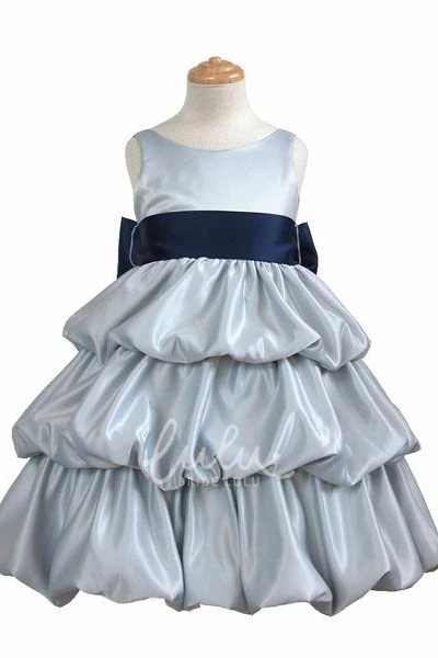 Satin Flower Girl Dress Sleeveless Tiered Women's Dress