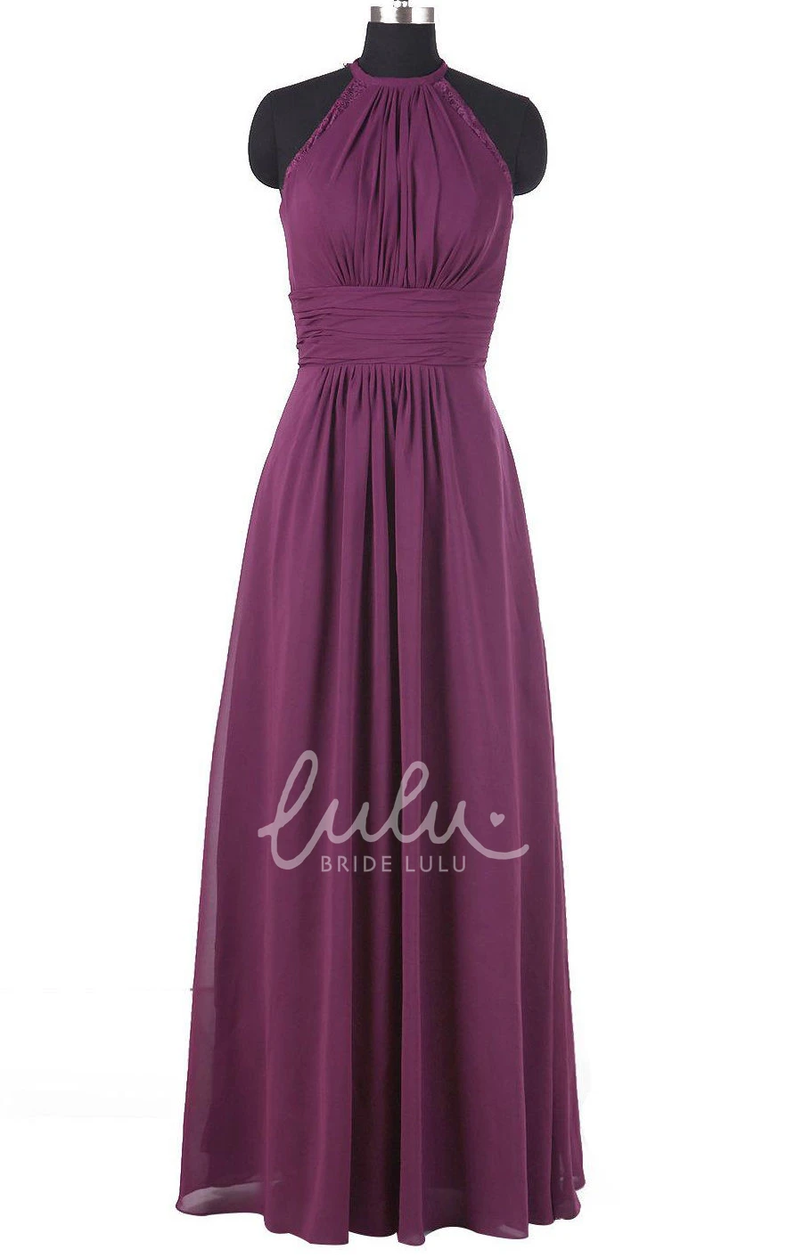 Halter Chiffon Dress Floor-length Modern Women