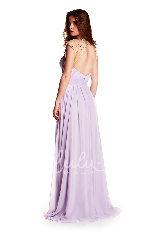 Beaded Sleeveless Chiffon High Neck Prom Dress Unique Prom Dress