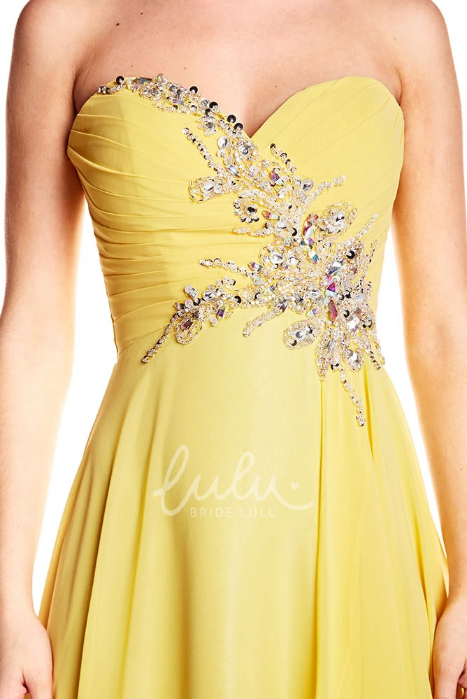 Sweetheart Beaded Chiffon Maxi Prom Dress with Sleeveless Design