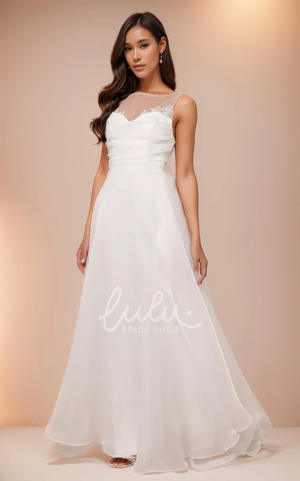 Ethereal Elegant A-Line Sweetheart Neck Organza Wedding Dress Casual Simple Sleeveless V Back Pleats Bridal Gown