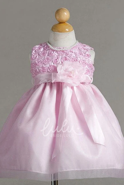 Floral Tulle Tea-Length Flower Girl Dress Bridesmaid Dress