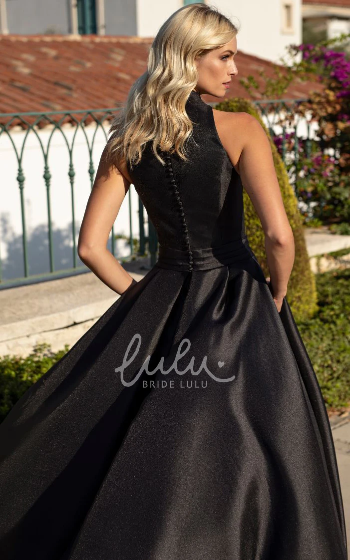 Satin Ruched Ball Gown Sleeveless Evening Dress Modern