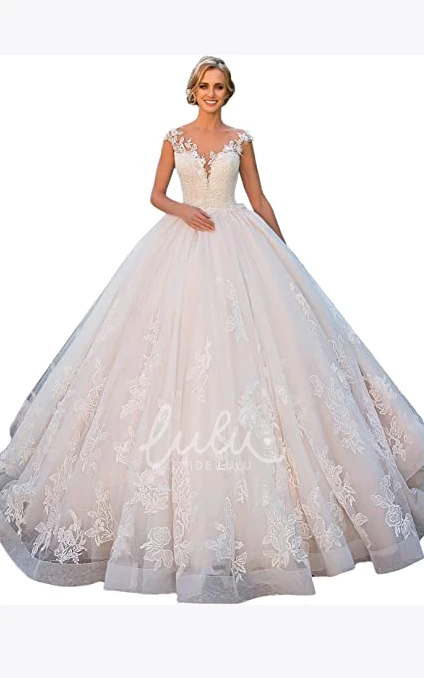 Organza V-neck A-Line Applique Wedding Dress Garden Romance Simple