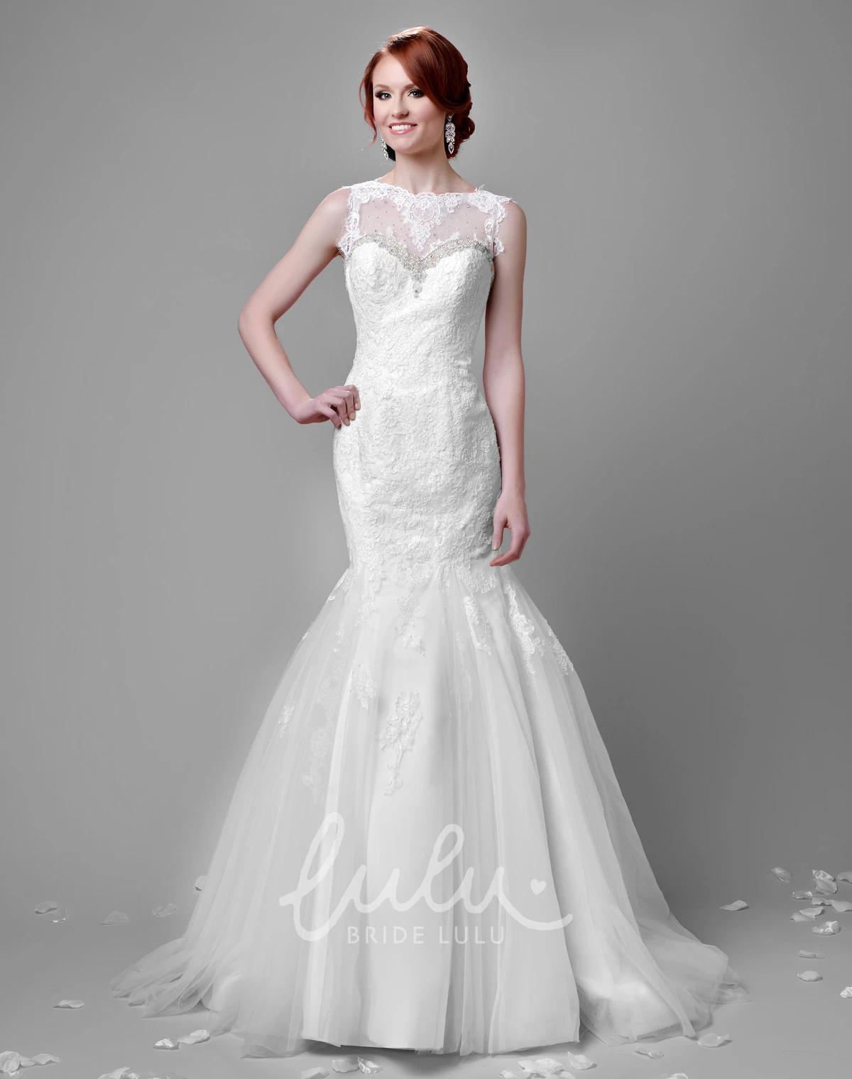 Mermaid Lace Wedding Dress with Beadwork and Tulle Skirt Unique Bridal Gown