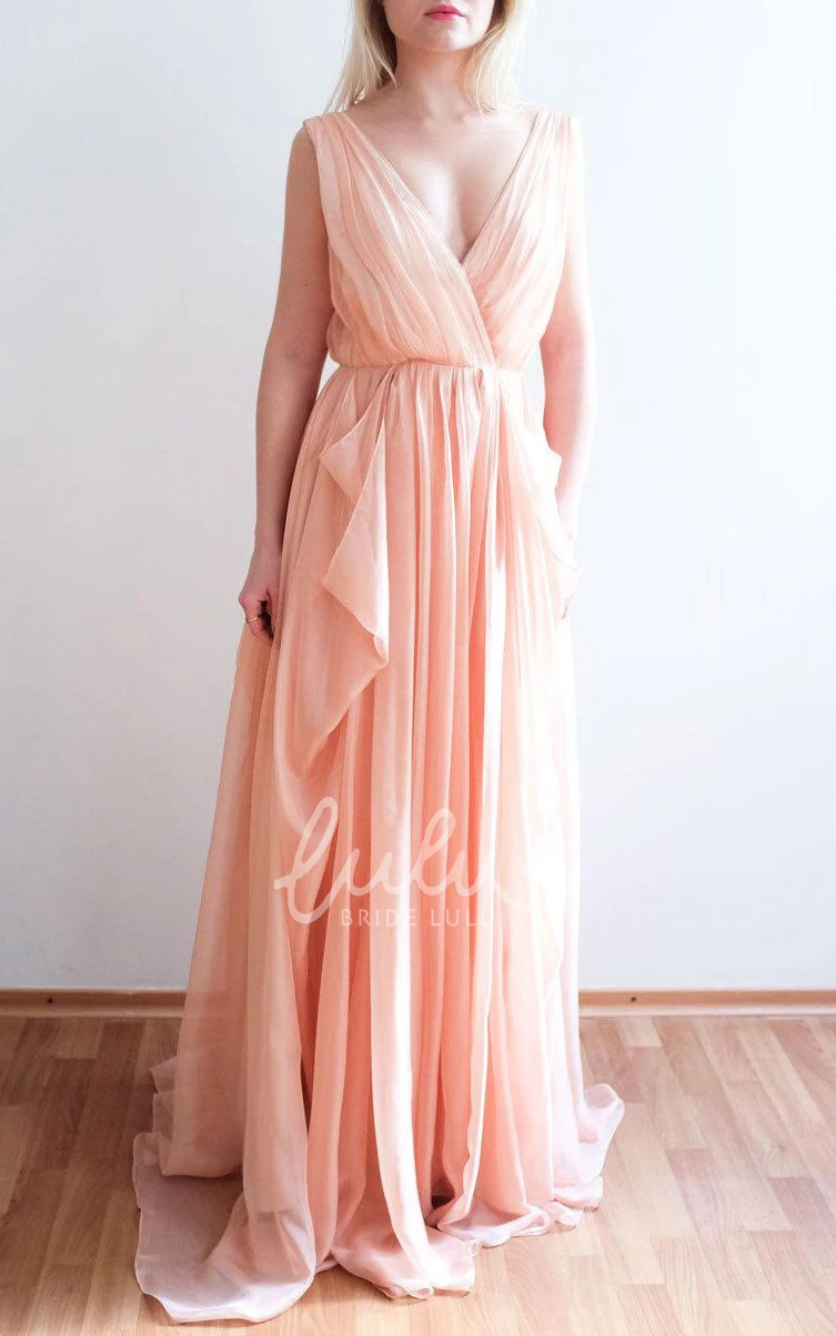 Unique Nude Blush Chiffon Bridesmaid Dress One Of A Kind Design