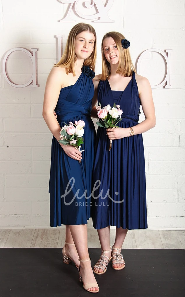 Tea-length A Line Jersey Bridesmaid Dress Sexy & Classy