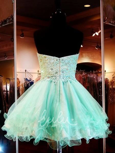 Applique Sweetheart Sleeveless Short Tulle Bridesmaid Dress