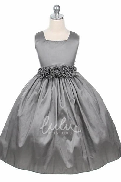 Tiered Taffeta Flower Girl Dress Tea-Length Elegant 2025 Wedding Dress