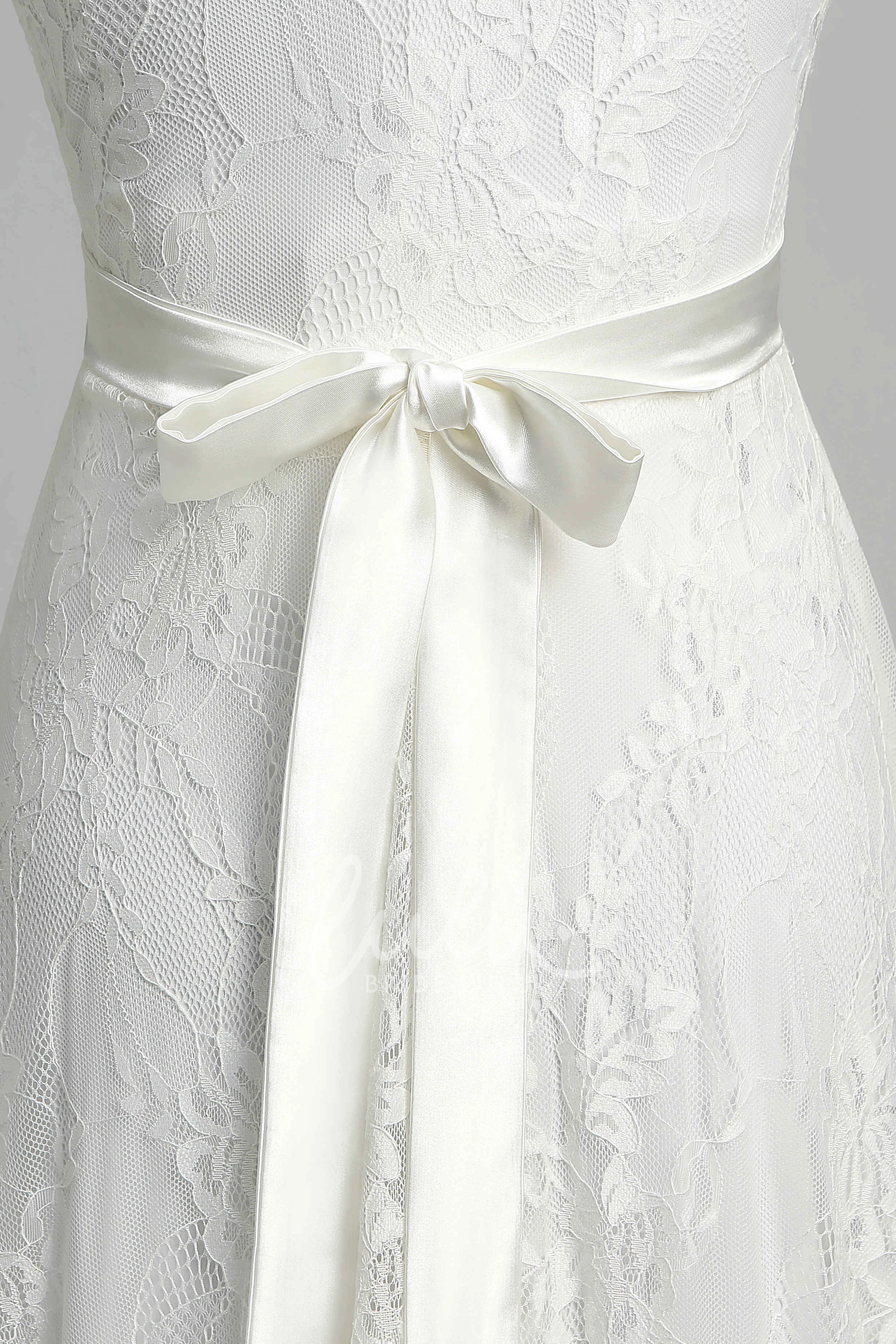 Beach Maternity Wedding Dress with Bow Sash Ribbon and A-Line Floor-Length Silhouette