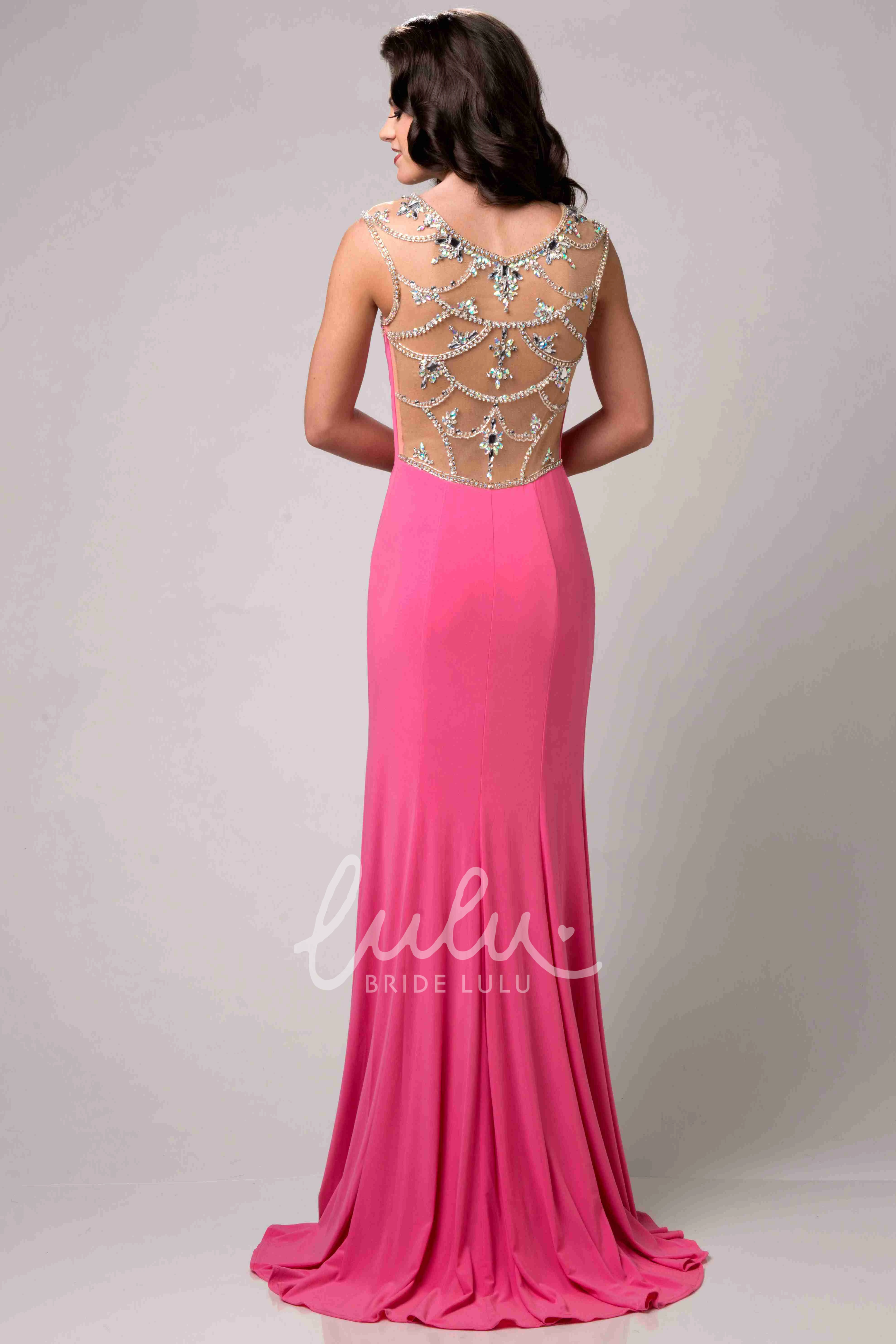 Satin Chiffon Cap Sleeve Prom Dress with Crystal Top Detail Elegant Prom Dress