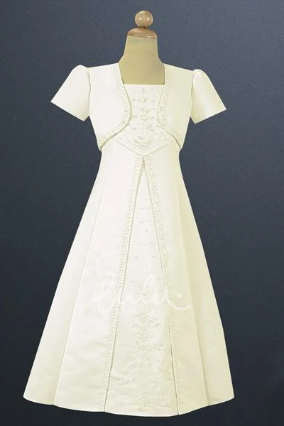 Sequin Satin Flower Girl Dress Spaghetti Straps Wedding Formal