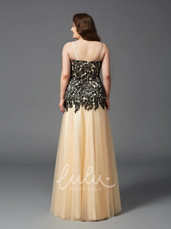 Mermaid Tulle Lace Prom Dress with Spaghetti Straps