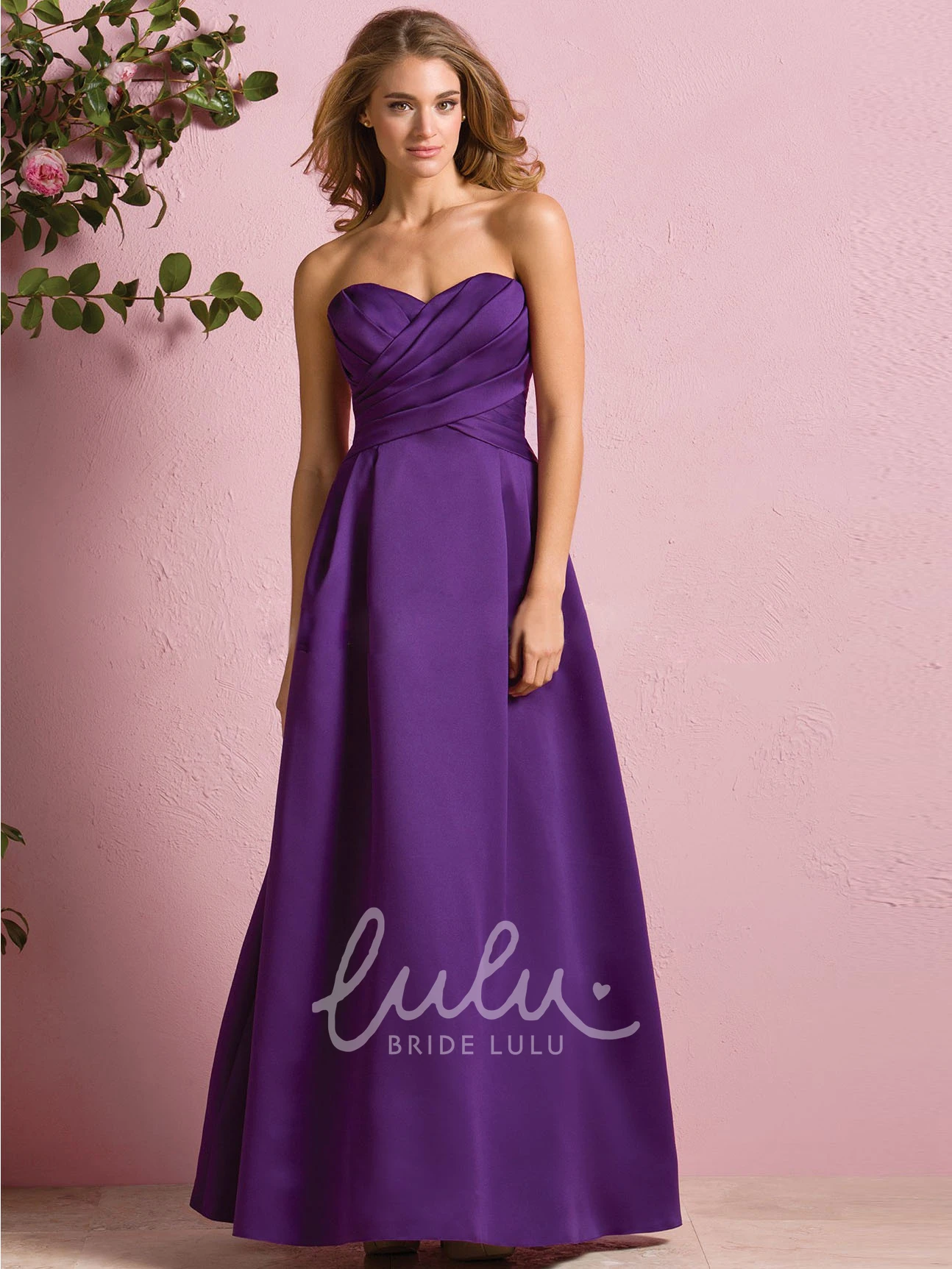 A-Line Satin Bridesmaid Dress with Ruched Bodice Unique Bridesmaid Dress