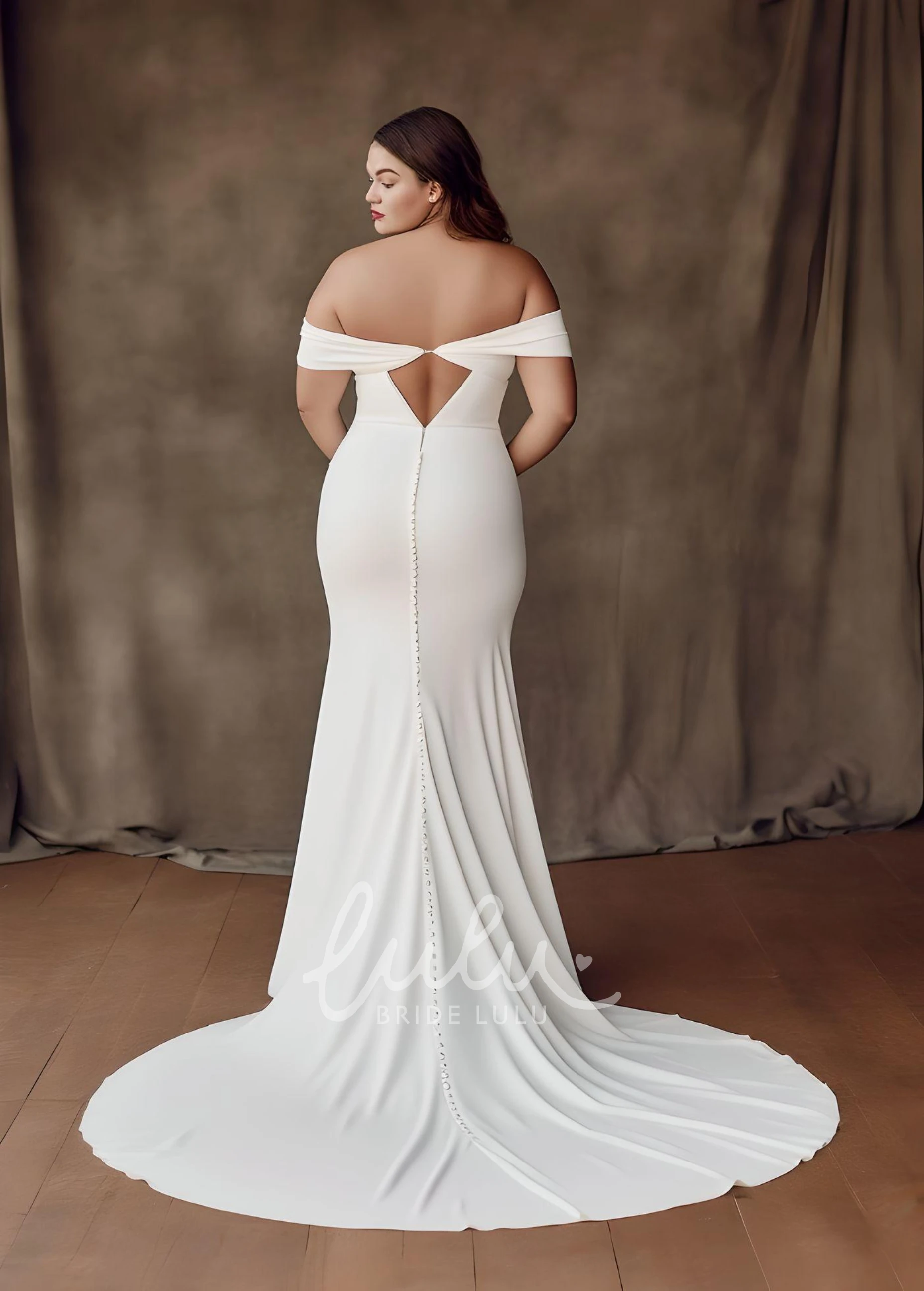 Mermaid Satin Plus Size Wedding Dress Modern Country Garden Elegant