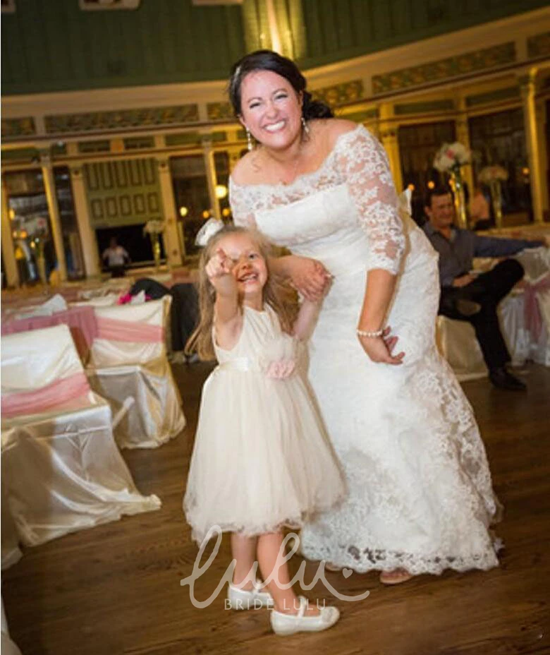 Off-Shoulder Sheath Wedding Dress with Lace and Zipper