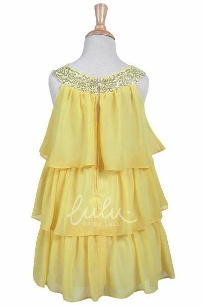 Embroidered Chiffon & Sequin Flower Girl Dress Flowy Dress for Weddings