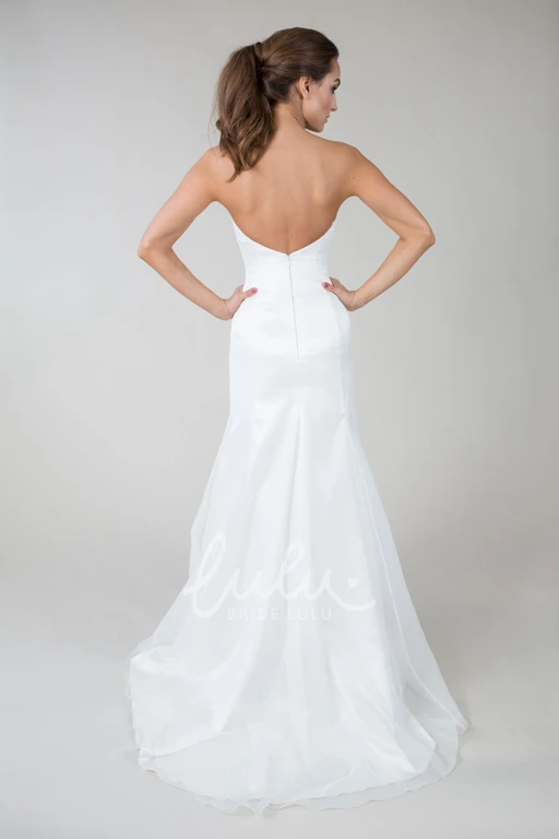 Sleeveless Satin Sheath Wedding Dress Sweetheart Floor-Length Dress Women