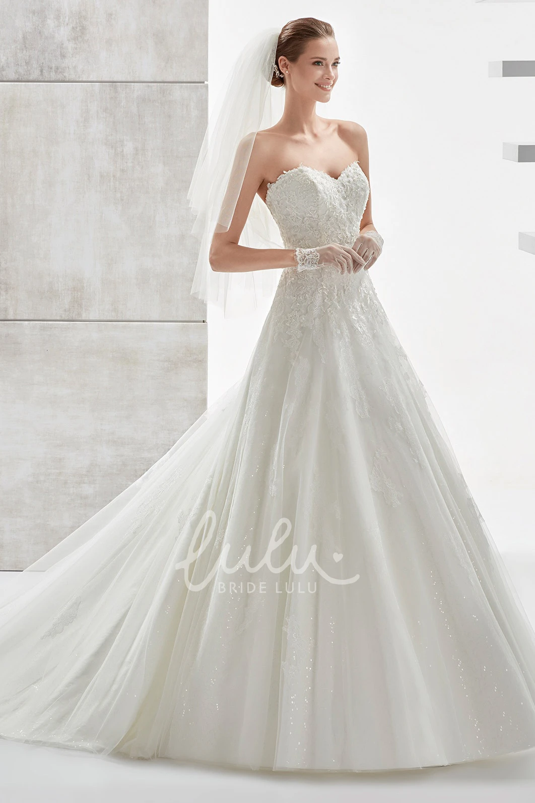 Illusive Panel A-line Warm Wedding Dress with Appliques Elegant & Classy